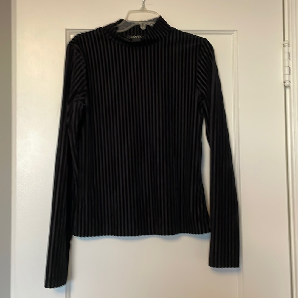 Monki mock neck striped blouse